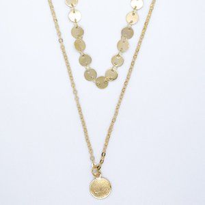 Double Layered Gold Coin Necklace